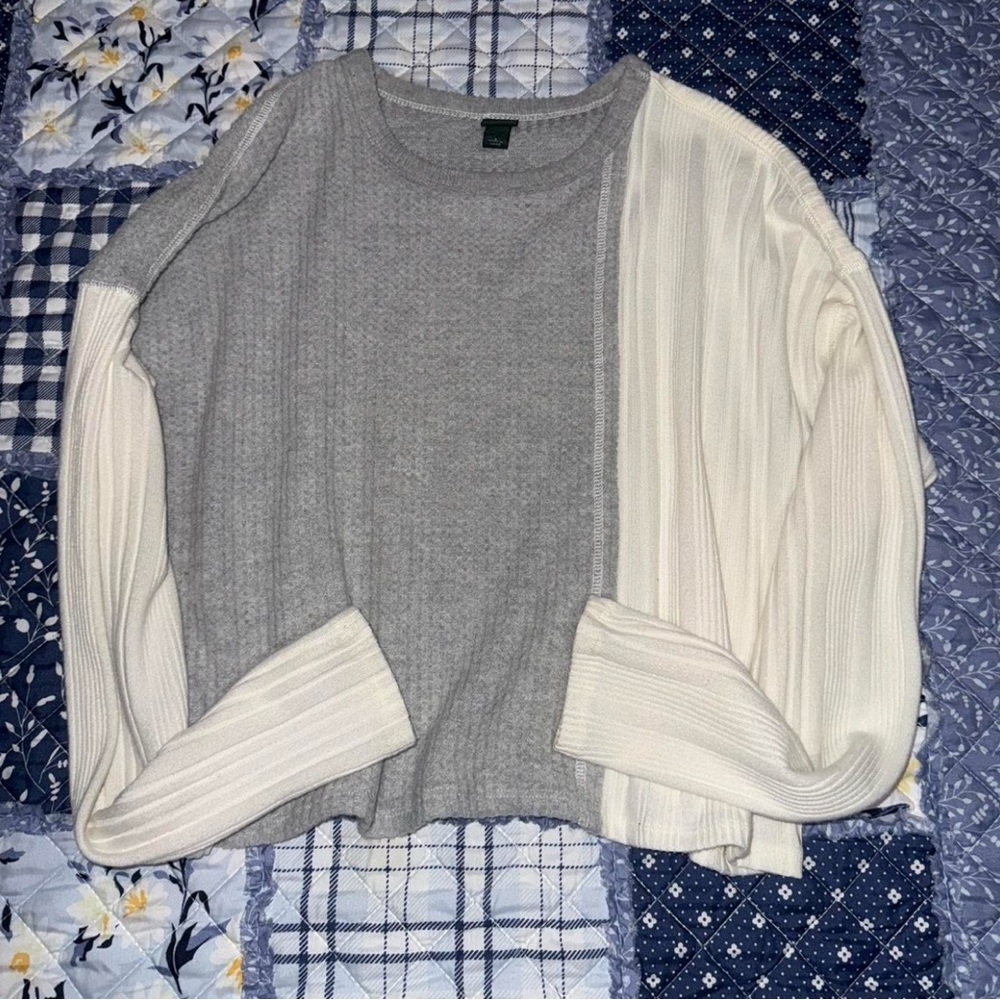 Gray and Cream Colorblock Sweater